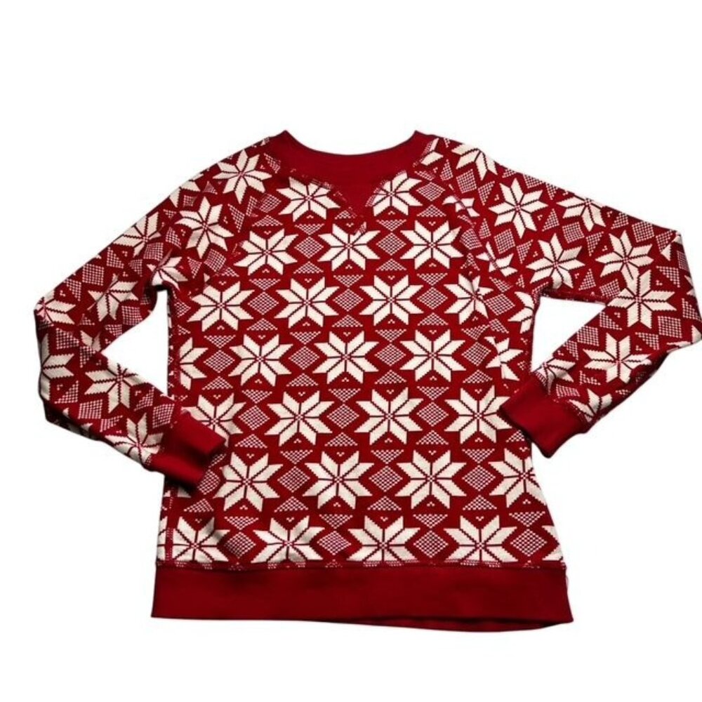 Hanna Andersson Red Scandanavian Snowflake Sweatshirt Size 10 Years